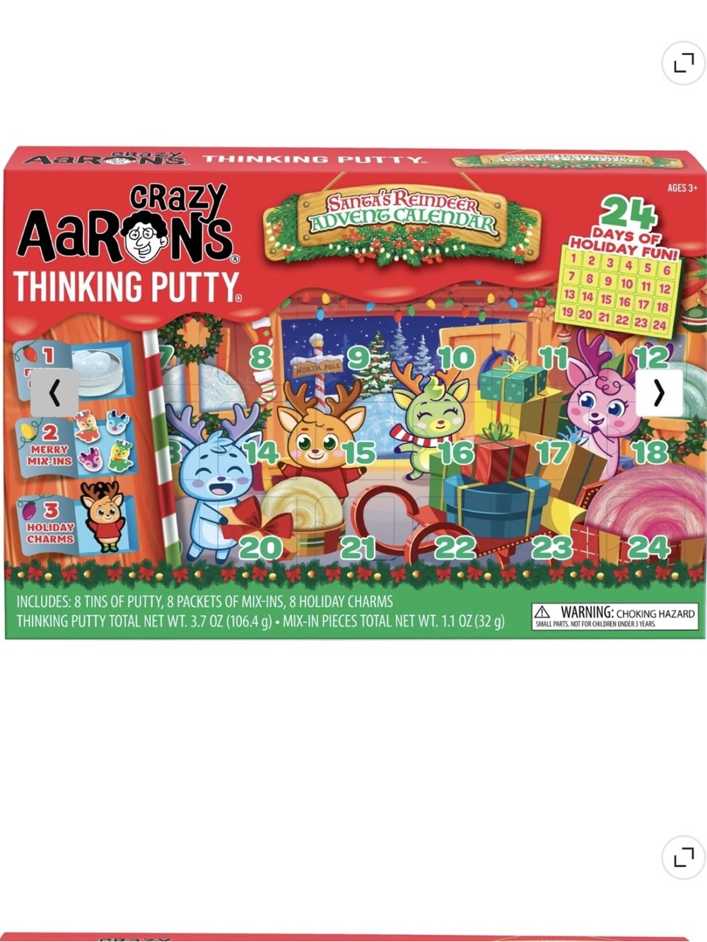 Crazy Aaron’s Thinking Putty Santa's Reindeer Advent Calendar